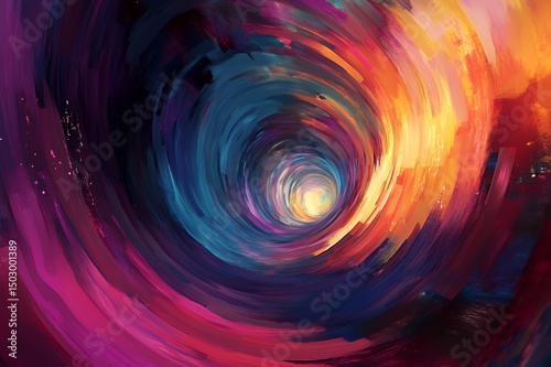Abstract Swirling Colors Tunnel of Light and Paint