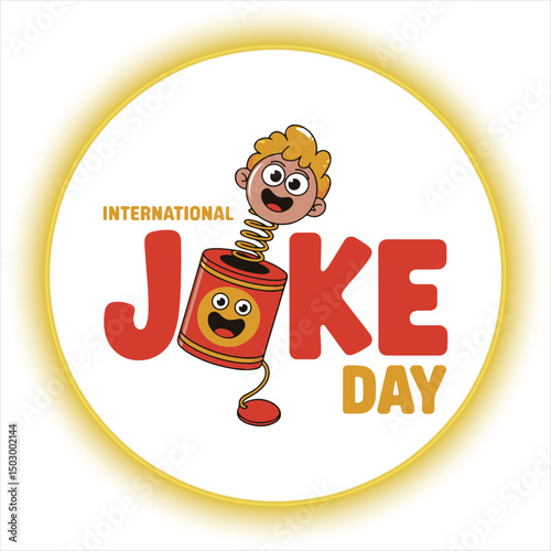 International Joke Day Laughter Concept,Cartoon Laughing Face with Red Nose,Joke Day Smiley Face Design Template,Comedy Theme Vector for Joke Day,Minimalist Funny Face Art for Joke Day