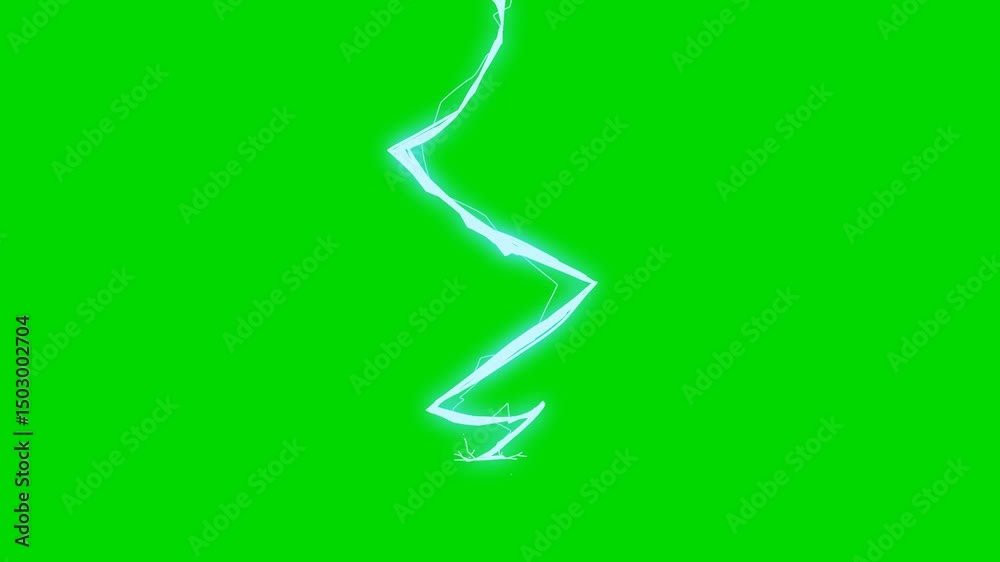 Dynamic anime-style blue lightning strike in a zigzag pattern on chroma ...