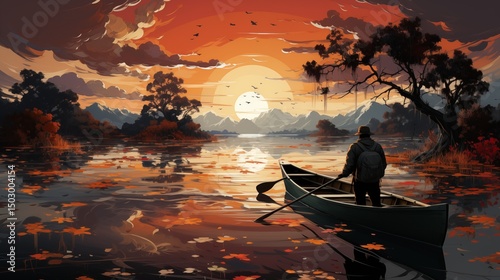 Realistic Oil Portrait of Lake Seminole with Fantasy Color Gradients