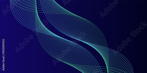 Abstract glowing wave lines on dark blue background. Dynamic wave pattern. Modern flowing wavy lines. Futuristic technology concept. Suit for banner, poster, cover, brochure, flyer, website