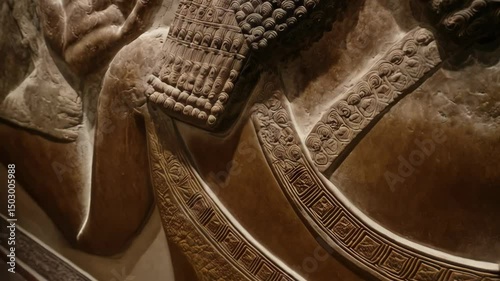 Ancient stone bas-relief of a bearded male figure in profile, depicting artistry and cultural heritage of early civilization, with intricate detail and craftsmanship