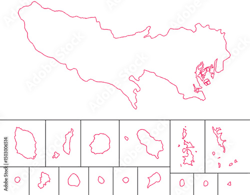 東京都　地図　白　イラスト