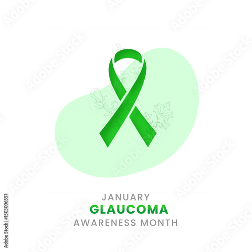 Glaucoma awareness month background design with Green silk ribbon.