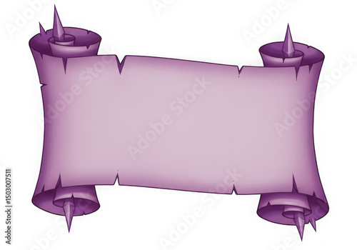 Spiked purple scroll banner isolated on transparent background