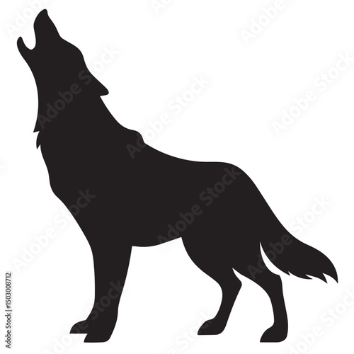 Howling Wolf Silhouette Vector – Wild Animal Logo for Tattoo, Wilderness Symbol, Nature Art, Forest Design, Night Howl Graphic