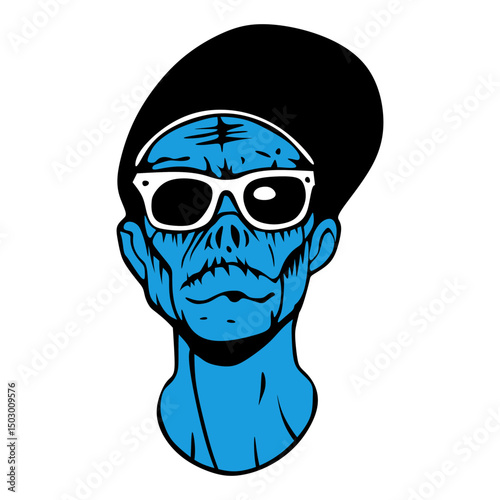 wearing sunglasses portrait of a man zombie skull vector