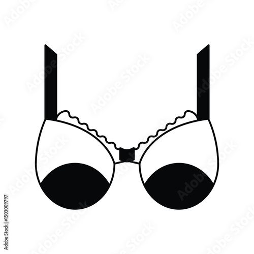brassiere glyph outline icon with white background vector stock illustration