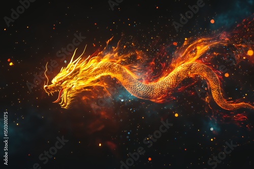 Fiery Dragon Soaring Through Embers And Sparks