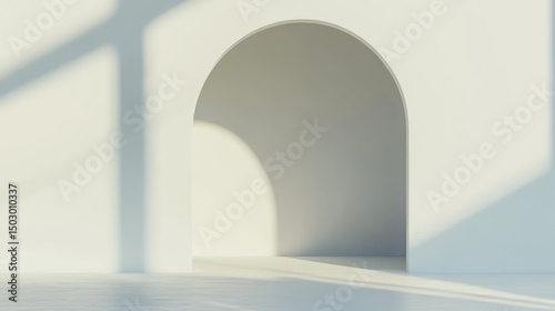Archway in a minimalist white room.