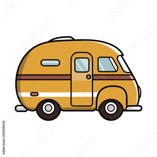 cartoon yellow campervan