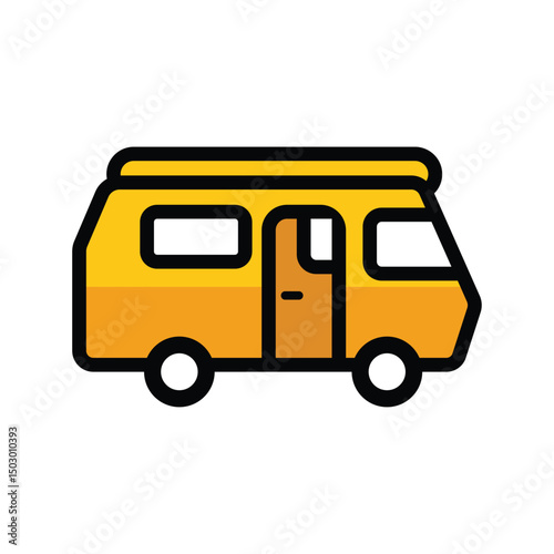 vector illustration of a yellow campervan