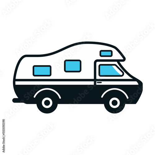 cartoon campervan isolated on white