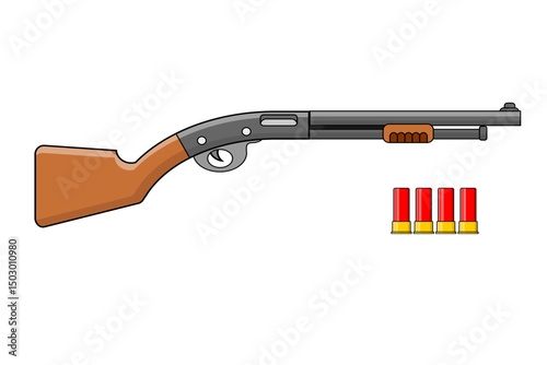 Design vektor illustration shotgun with 4 bullets