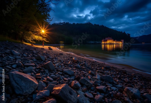 sunset over the river