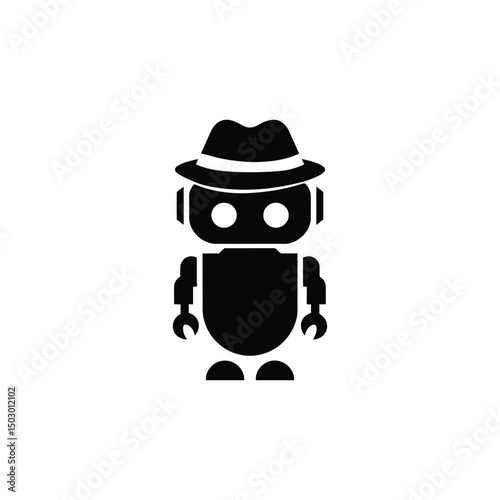 Robot assistant vector silhouette