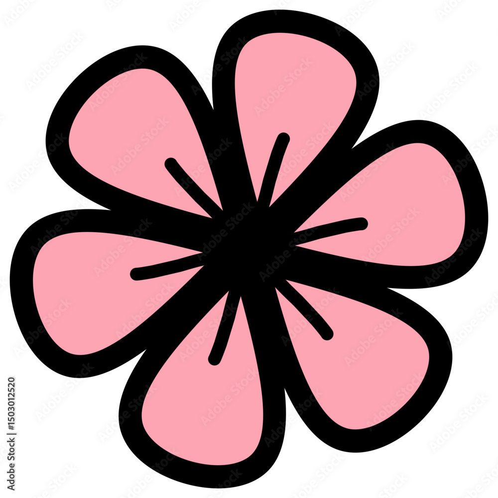 Fototapeta premium Simple Pink Flower Vector Illustration