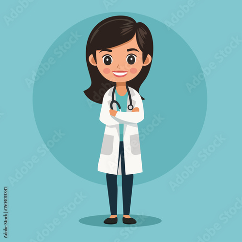 female doctor design elements cute cartoon character