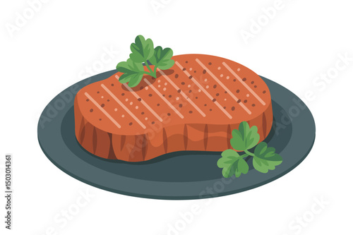A beef steak plating vector illustration