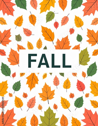 the word fall in a pattern of autumn leaves 