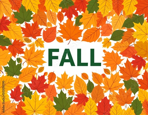 the word fall in a pattern of autumn leaves 