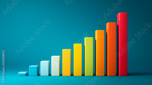 Colorful rising bar graph representing growth trend and financial performance