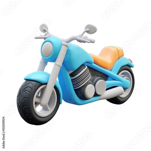 Blue Cruiser Motorcycle 3D Render.
