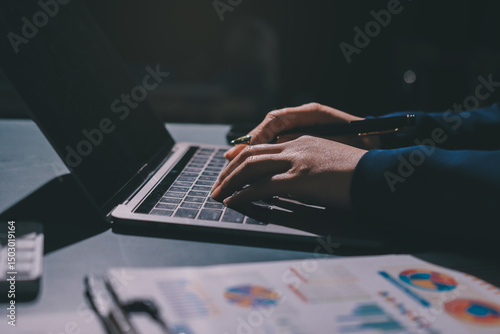 Expert woman asian female people review data number costing managerial account prepare monthly actual cost variance report at tax audit office. ESG sheet budget control ERP process service project.