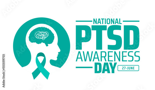 National PTSD Awareness Day background banner or poster design template. observed every year in June. Holiday concept. Use to any Template, card, poster, placard, template.