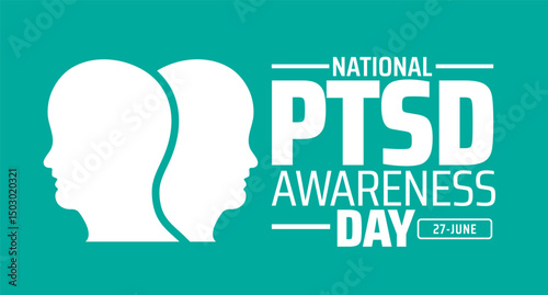 National PTSD Awareness Day background banner or poster design template. observed every year in June. Holiday concept. Use to any Template, card, poster, placard, template.