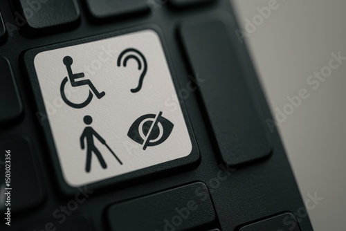 Accessibility Symbols on a Laptop Keyboard for Inclusivity and Diversity Representation