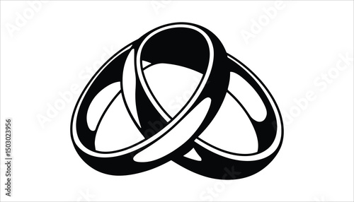 Wedding Rings Vector Symbol of Love and Marriage Black and White Clipart