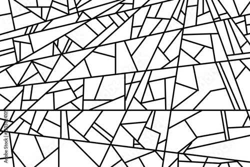 A high-resolution abstract geometric illustration featuring intersecting black lines forming irregular polygonal shapes on a white background. minimalist line art design