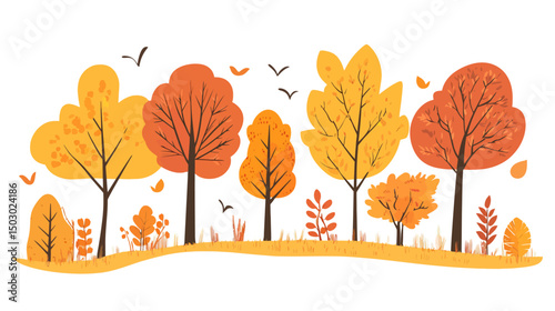 Autumn trees in warm colors