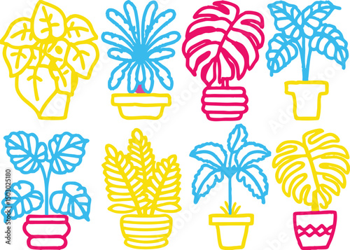 Colorful flower icon set, a seamless summer celebration pattern design