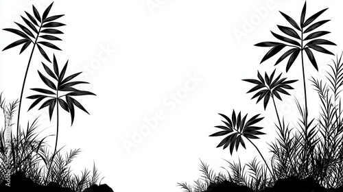 Wallpaper Mural Black And White Tropical Palm Tree Line Art Illustration Torontodigital.ca
