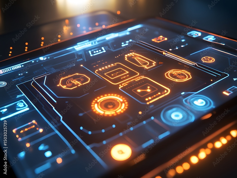 Fototapeta premium Futuristic Technology Interface Holographic Display with Advanced User Controls