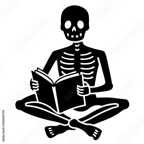skeleton sitting cross legged on the floor
