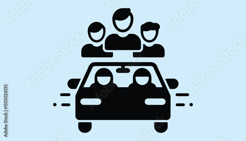 Carpool Icon Vector. Ride Sharing People Transportation Illustration