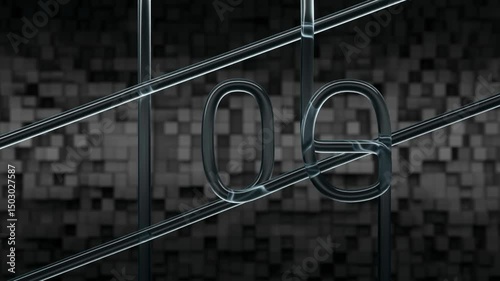Visualization of high-speed data transmission over a 10G network. Luminous lines move along optical fibers. Glowing 10G inscription. Loop 3d animation.