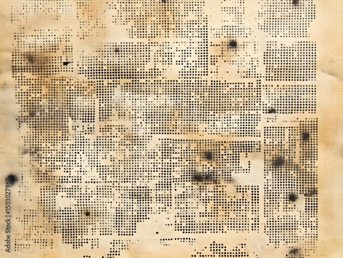 Old Newspaper-Inspired Halftone Texture with Grunge and Faded Details, abstract background with grunge effect