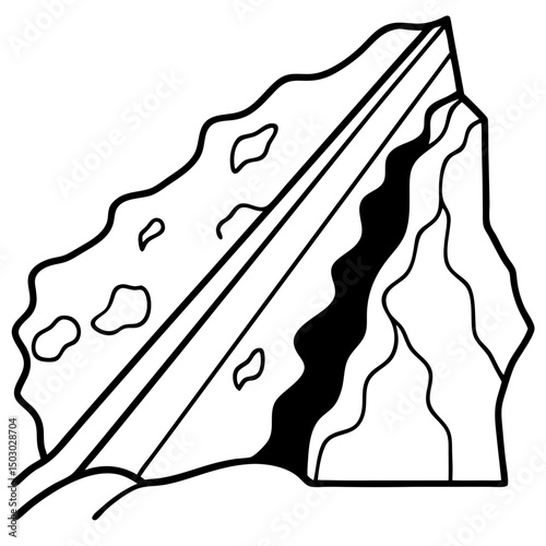 Rockfall illustration with sloped surface and rugged texture