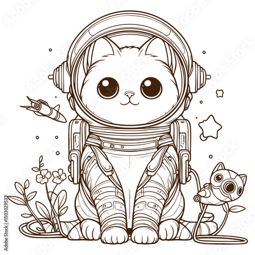 Cute Astronaut Cat in Space: Adorable Cat in Space Suit