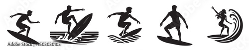 vector silhouette of a surfer