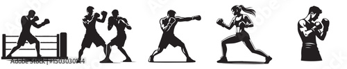 vector silhouette of a person boxing