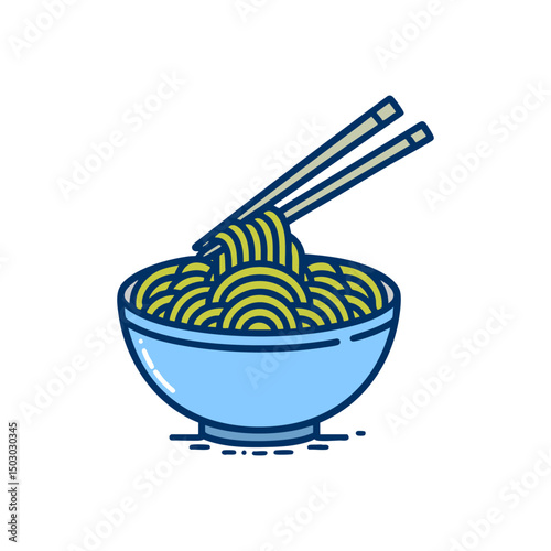 Delicious Noodles in a Bowl with Chopsticks