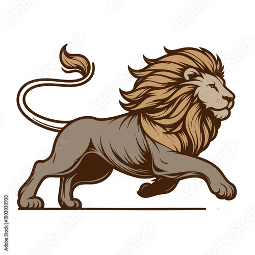 Majestic Lion in Motion: Wild Cat Vector Art