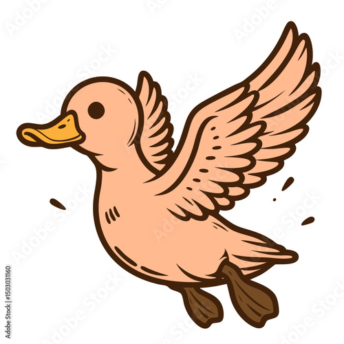 Adorable Flying Duck: A Cute Cartoon Illustration