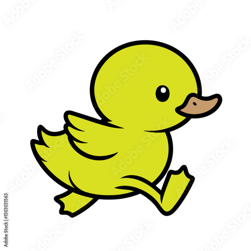 Cute Yellow Duckling Cartoon Illustration