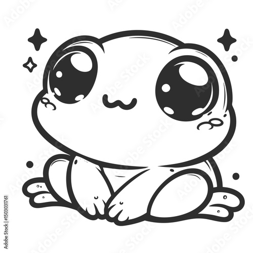 Adorable Cartoon Frog: Kawaii Anime Amphibian Illustration